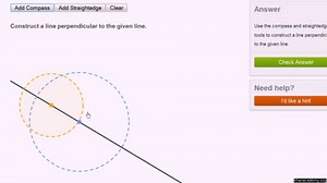 Geometric constructions: perpendicular line through a point on the line