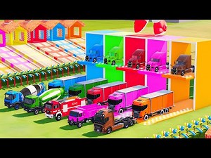 BOX TRUCK vs MIXER TRUCK! Garage with Colors - Double Flatbed Trailer & MAN - FS22