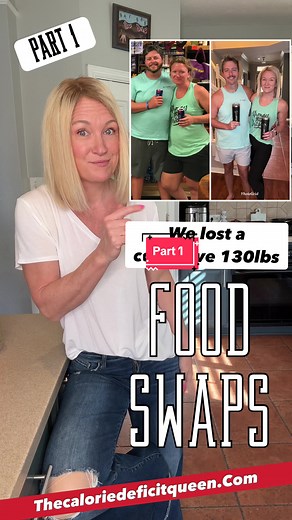 We substitute real peanut butter for powdered peanut butter. You can easily reconstitute the powder with water. Both PB two and PB fit are great options. #Caloriedeficit #lowcalorie #lowcalorierecipes #lowcaloriemeals #lowcaloriesnacks #weightloss #weightlosscoach #thecaloriedeficitqueen #fit #healthy #4mfit #lowcal #bodycomp #bodycomposition #fit #peanutbutter #foodswaps