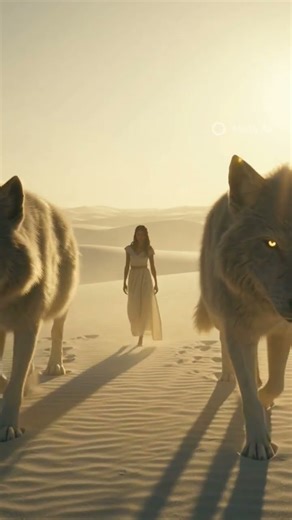 “She Walks Calmly… Two Giant Wolves Follow 🐺🔥”#shorts