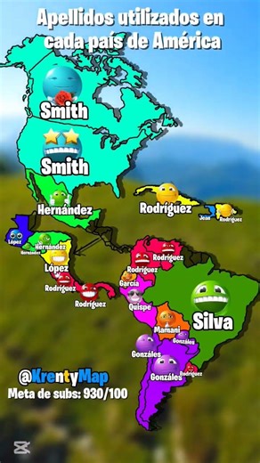 Apellidos utilizados en América#map #countryballs #geography #mapping #mapper #fyp #meme #shorts