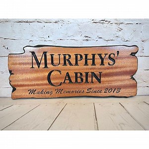 Wooden Carved Cabin Sign With Rustic Edges and Personalized Text - Etsy