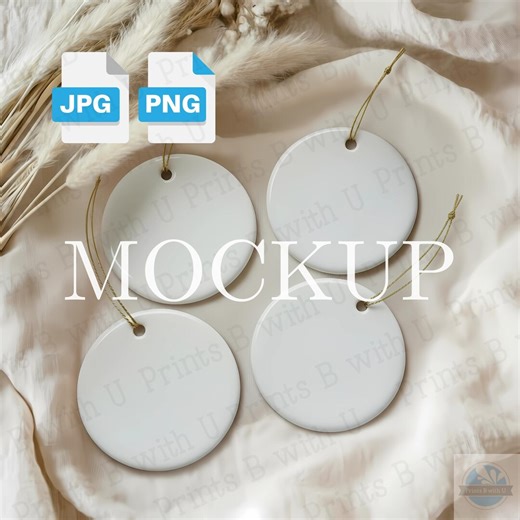 Four Ornament Mockup With Gold String, Multiple Round Ceramic Christmas Ornament Mockup, Print on Demand Mockup JPG PNG Instant Download - Etsy