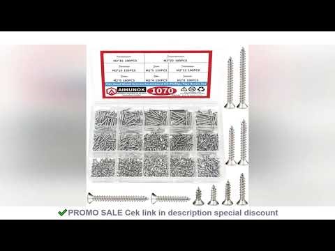 1070pcs Self Tapping Screw Assortment Kit M2 Wood Thread Nail Screw Sets Tapping Screw Assortment Ki