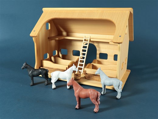 Handmade Wooden Barn: Montessori Farm Toy, Horse Stable - Etsy