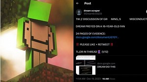 What are the latest grooming allegations against Dream in 24-page document?