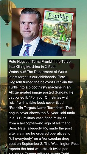 Pete Hegseth Full Metal Franklin ... Secretary Turns Cartoon Character Into a Killer | #news #shorts
