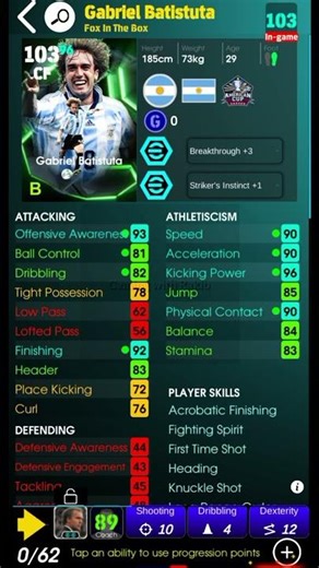 Gabriel Batistuta 103 Rating 🔥 | Best CF Training Guide | eFootball