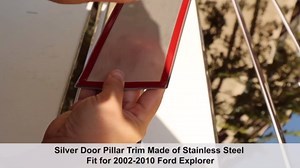 BASIKER Silver Door Pillar Trim Compatible with 2002-2010 Ford Explorer Accessories Stainless Steel Chrome Window Molding Trim (7pcs)