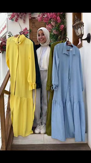 75 reactions · 62 comments | How Alaa styles Our linen Dress متاح دلوقتي بـ ٧ ألوان (بترولي، كيوي، بيچ، أسود، بيبي بلو، أصفر، ازرق زهري) | Tamara - تمارا | Facebook