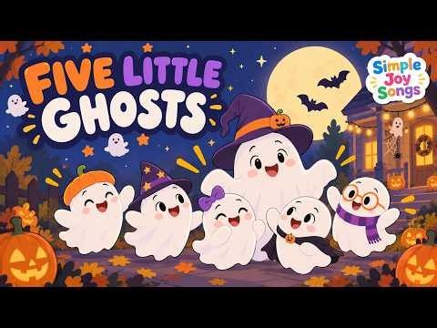 Five Little Ghosts 👻 | Halloween Song for Kids | Simple Joy Songs