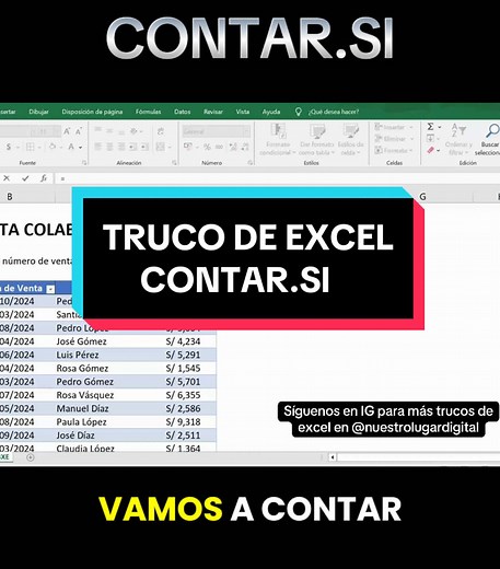 Fórmula mágica para contar automáticamente en Excel