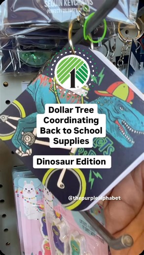 Back to school at Dollar Tree featuring dinosaur themed school supplies! These coordinated sets come in several themes, here are the dinosaurs. #backtoschoolfinds #budgetfriendly #dollartreebacktoschool #schoolsupplies #dollartreedeals #schoolshopping #dollartreefinds #thepurplealphabet #kidfriendlysupplies #affordableschoolsupplies #schoolorganization #funschoolsupplies #budgetbacktoschool #dinosaurtheme | The Purple Alphabet