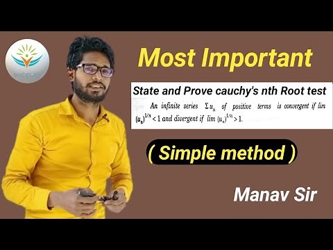 State and prove Cauchy nth root test | Root test | convergence and divergence of infinite series