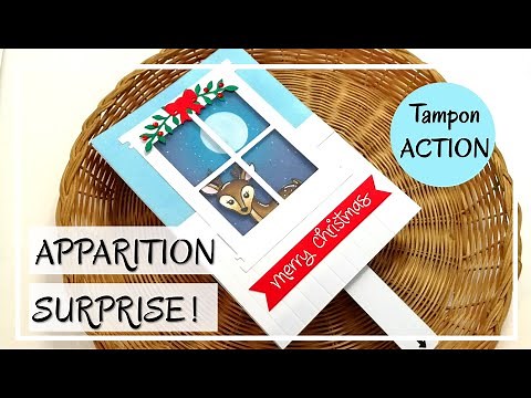 TUTO CARTE de NOEL : Carte INTERACTIVE avec un tampon ACTION ! Très original ! DIY Scrapbooking
