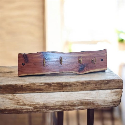 Solid Wood 4 Hook Keyrack Wall Decor Key Holder Organizer - Etsy