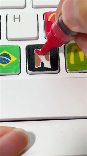 Drawing Netflix logo on my N keycap #shorts #tiktok #art #netflix #diy #keyboard #keycaps #logo
