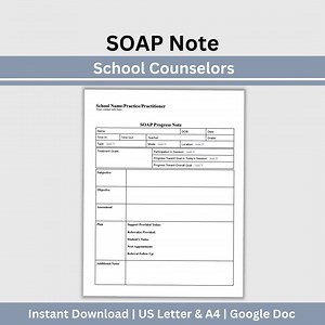 SOAP Note Template for School Counselors (google Doc) - Etsy