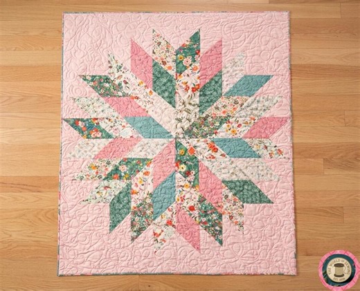 Floral Star Quilt Pattern PDF, Beginner Patchwork Tutorial, Modern Quilt Design - Etsy