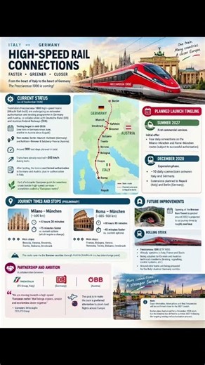 Why everyone is talking about the Italy-Germany high-speed rail 🚄 #Trending #Train #Europe