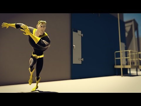 3D character animation parkour action sequence