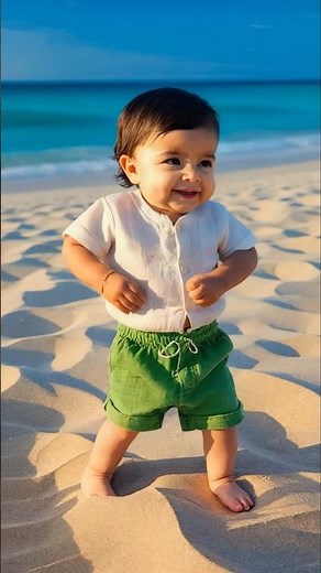 Cute Baby Dancing on the Beach! 😍🏖️