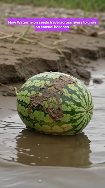How Watermelon seeds travel across rivers to grow on coastal beaches #watermelon #germination #fruit