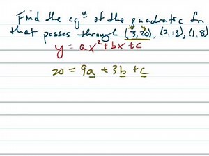Find quadratic function given 3 points