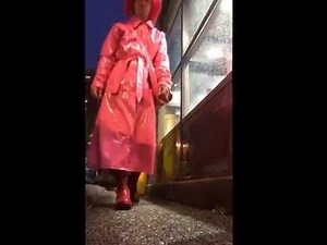 My pvc magenta raincoat