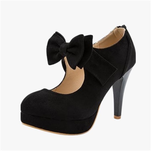 Women's Bow Heels Mary Jane High Heel Closed Toe Platform Vintage - TikTok Shop