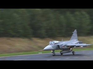 Gripen practicing landing and take off from a road base