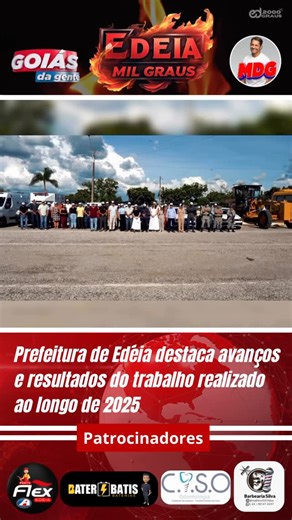 EDÉIA MIL GRAUS on Instagram: "Prefeitura de Edéia destaca avanços e resultados do trabalho realizado ao longo de 2025 O ano de 2025 foi marcado por intenso trabalho e importantes avanços em Edéia. A administração municipal destacou que os esforços estiveram concentrados em investimentos em infraestrutura, retomada de projetos iniciados do zero e fortalecimento dos serviços públicos em diversas áreas essenciais. Ao longo do ano, a Prefeitura promoveu a aquisição de novos veículos, ampliando a ca