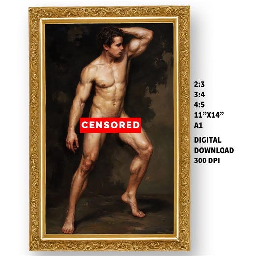 Vintage Male Art Print: Artist's Model Painting (digital Download) - Etsy UK