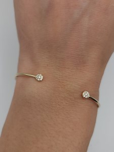 14K Gold Diamond Bangle, Genuine Natural Diamond Bracelet, Cluster Diamond Bracelet, Open Cuff Bangle - Etsy