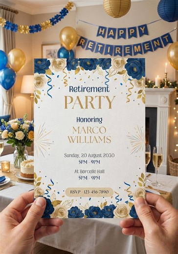 Retirement Party Invitation Template - Elegant Farewell Editable Canva Printable Digital Download - Work Party Invite - Etsy