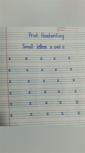 print handwriting small letters x and z.