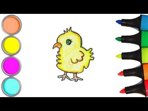 How To Draw cute Baby chicken Drawing, Painting & Coloring For Kids and Toddlers_ Child Art 🌈🎨
