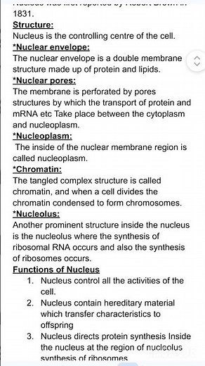 Nucleus structure and function/The cell unit of life/ Nucleus/Class 9 Biology#spsc #ppsc #biology