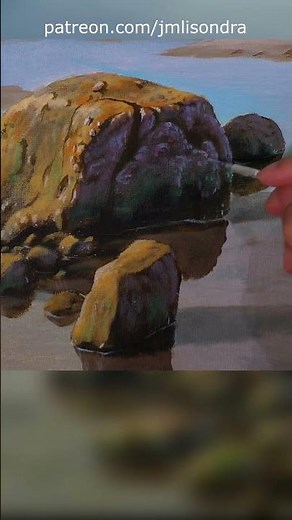 How to Paint Rocks in Shallow Beach in Acrylics? / JMLisondra #painting #art #paintingtutorial