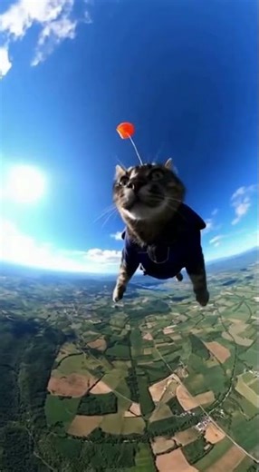 "Cat Skydiving Adventure! 🪂 POV GoPro Footage of the Cutest Thrill-Seeker Ever!