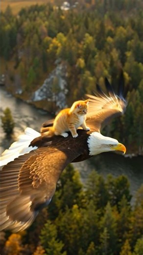 Cat🐈 and the Eagle🦅 ❤️ #shorts #cat #cats #eagles