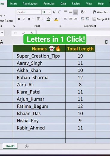 Excel LEN Function 😍 | Count Total Letters Instantly in 1 Second ⚡ #tipsandtricks