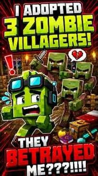 I ADOPTED 3 ZOMBIE VILLAGERS IN MINECRAFT! THEY BETRAYED ME???!!! 🧟‍♂️🧟‍♂️ #minecraft