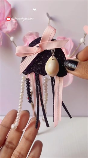 DIY Jellyfish Keychain Gift 🖤😱 #art #craft #shorts #viral