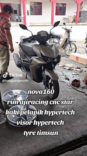nova160 rim ajiracing cnc star tyre timsun ts692 fork turun visor hypertech pelapik kaki alloy hypertech hang peng motor minat wasab 0164439828 #nova160 #hypertech #ajiracing #timsun