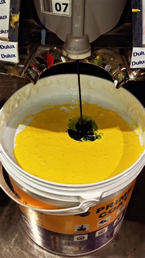 Art maker on Instagram: "👍👍👍 colour mixing in green dafe yellow paint primer having a dark green pigment added for tinting. The product is labeled as "PRIME COAT". The process is used to achieve specific paint colors before application. The mixture will need to be thoroughly mixed to evenly distribute the pigment. The final color will be a shade of green or a mixed color depending on the ratios. Prime Coat" paint with a dark green tint being added, but no specific manufacturer's color code or