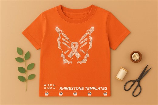 Rhinestone Awareness Ribbon SVG | SS10 Angel Wings Bling Template Iron on Transfer (digital Download) - Etsy