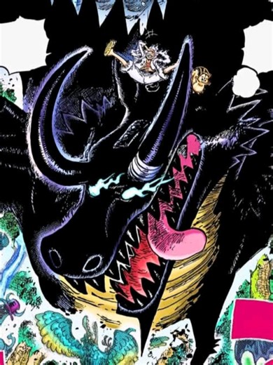 [Fan Animation One Piece 1174] Dragon Loki sangat besar sampai-sampai Luffy raksasa terlihat kira-kira seukuran saat dia berdiri di kepala Dragon Momo. (Bahkan dibandingkan dengan kepala Loki, Luffy terlihat jauh lebih kecil). Se-gila itu ukuran wujud naga Loki. • Judul chapter “Yang Terkuat di Dunia” merujuk pada Luffy dan Loki, dan merupakan kutipan langsung dari ramalan di Buku Harley serta mural tentang “entitas/keberadaan terkuat di dunia.” • Ukuran wujud Loki begitu raksasa sampai Monster 