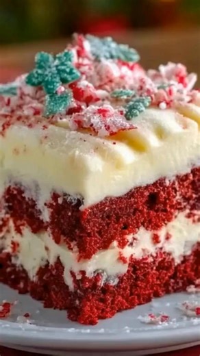 This make-ahead Christmas Red Velvet Poke Cake steals the whole dessert table. 🎄🎂 Ultra-moist red velvet, creamy filling in every poke, and a fluffy peppermint-topped frosting layer you can make the night before. Tap for the full recipe and hit save so you don’t lose it! #christmasdesserts #redvelvetcake #holidaybaking #makeaheaddesserts | Blink Recipes