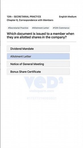 12th Secretarial Practice Allotment Letter Explained